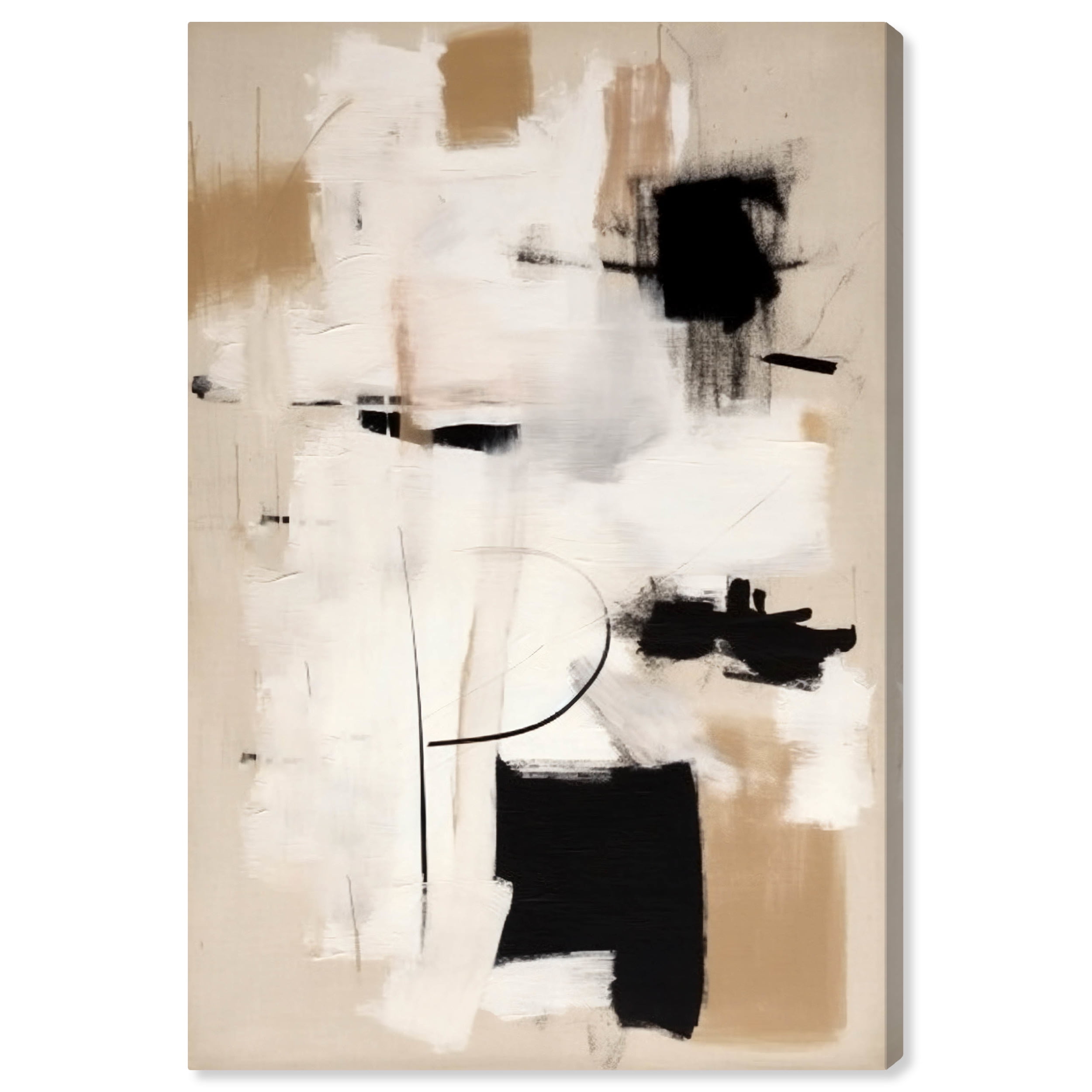 Dreamy II Boho Abstract Black and Beige Canvas Wall Art, 10" x 15"