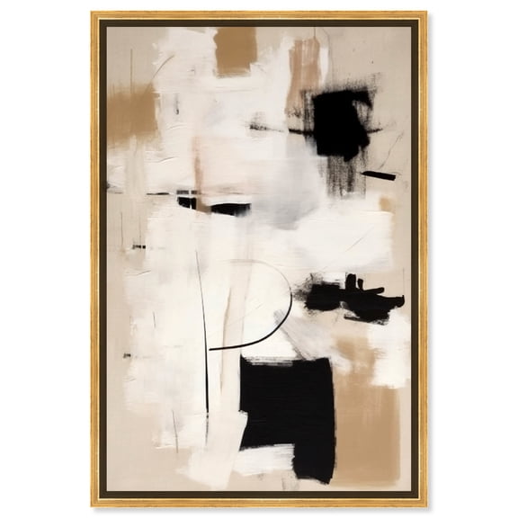 Robot Pieces Dreamy II Boho Abstract Warm Color Canvas Wall Art by Art Remedy, Gold Floater Frame, 30"x45"
