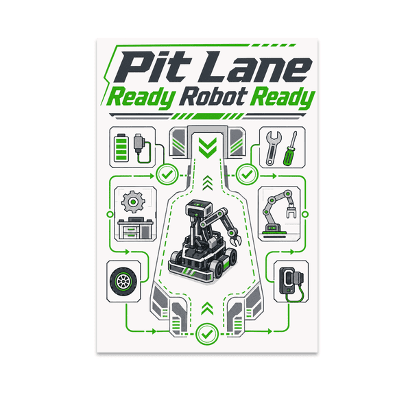 Robot Pit Lane Blueprint - Robotics Workspace Enthusiast - 13x19 Poster Print
