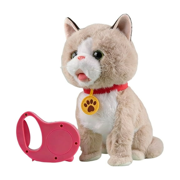 Robot Plush Pet Toy(Ragdoll Cat), Singing Walking Interactive Robotic Pet Sticks Tongue Out Barking When Touch Head Soft Stuffed Animal Gift for Kids Birthday