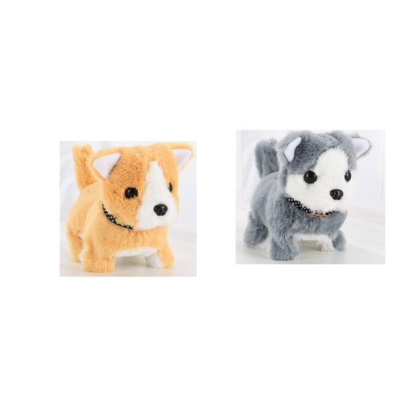 Robot Puppy 2025 Robotic Dog Toy – Walking, Barking, Tail Wagging, Soft Plush Interactive Pet Companion, Portable, Brown/White, 13x16.5x16.5cm
