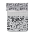thumbnail image 1 of Robot Reversible Bedspread Set, Futuristic Space Doodle Style Androids Sci Fi Pattern Fantasy Machine Art Print, Pillow Shams & Comforter Microfiber Bedding Set, 3 Sizes, Grey Pale Grey, by Ambesonne, 1 of 4