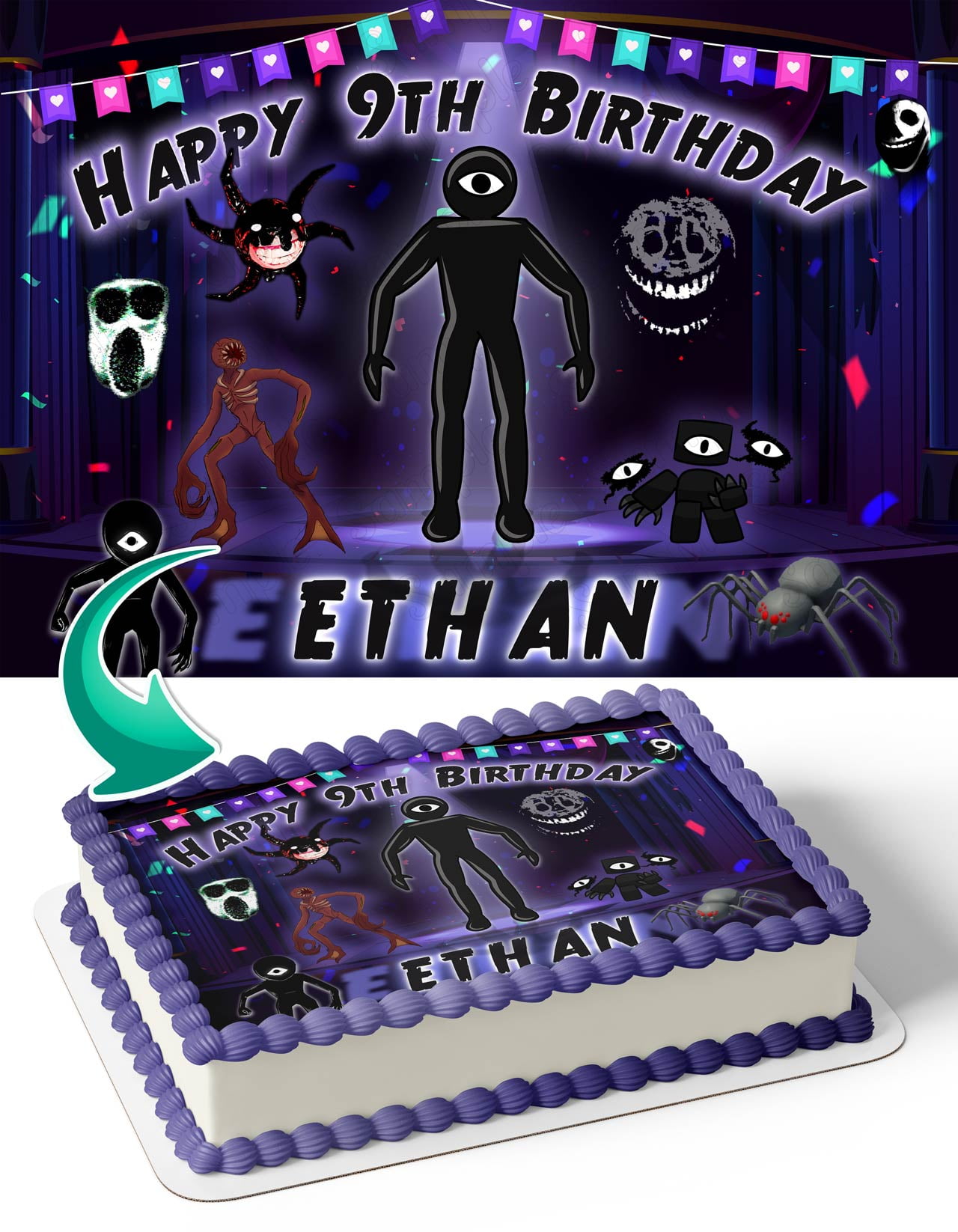 Robot RoBlox Doors Seek Edible Cake Image Topper Birthday Cake Picture