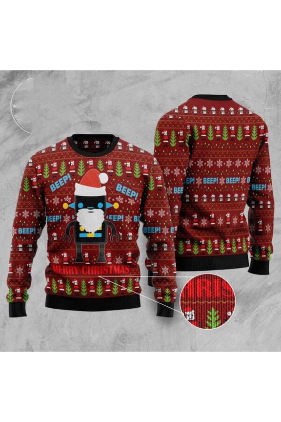 Robot Santa 3D Christmas Sweater, Christmas Sweater, 3D Sweater, Funny Xmas Sweaters