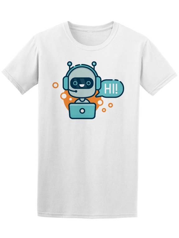 Robot Saying Hi On Laptop Tee Men's -Image by Shutterstock