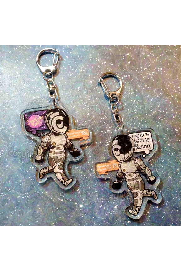 Robot Security Unit Acrylic Keychain 2.5in Cute Chibi Bag Charm Sci-Fi Fan Gift, random 1 pack