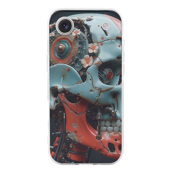 Robot Skull Cool Art Phone Case Compatible with iPhone 17 Air TPU Transparent Shockproof Cover