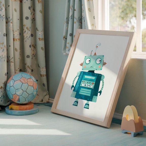 Robot Space Nursery Modern Room Decor Wall Art Unframed Paper Print