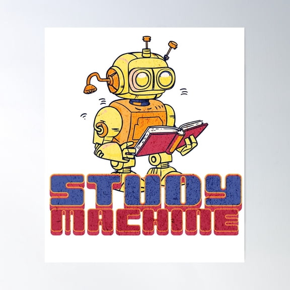 Robot Study Machine Poster Wall Art, Modern Wall Decor For Living Room Bedroom, 24x36 UNFRAMED