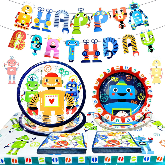 Robot Theme Party Decorations Set - Mechanical & Gear Design for Vibrant Tech-Inspired Celebrations