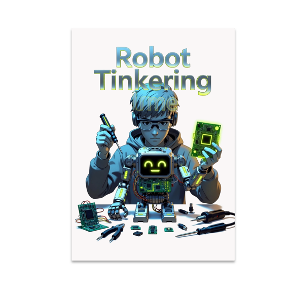 Robot Tinkering Time Wall Art - Robotics Hobbyist - 13x19 Poster Print