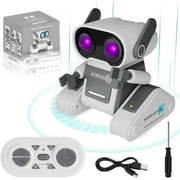 Robot Toy for Kids, Remote Control Robot Toy Intelligent Walking 360 Body Spinning Dancing with LED Eyes and Music, Demo Smart RC Robot Toys for Ages 3+ Boys Girls, White