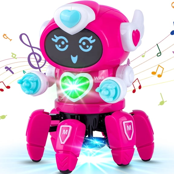 Lvelia Robot Toy for Kids,Smart Electronic Walking Dancing Robot Toys with Flashing Lights and Music,Toddler Toys for Birthday Christmas Presents for 3+ Boys Girls,Pink