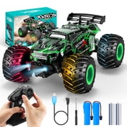 Remote Control Car, All-Terrain Rechargeable Rc Truck with LED Light, 20KM/H, Sturdy PVC Shell, 2-Batteries, Rc Cars for Boys 4-7 8-12