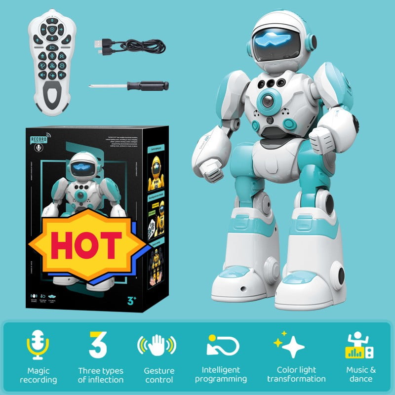 Robots for Kids Rechargeable Talking Robot Interactive Toy Repeats Your  Voice Travel Toys with Portable Metal Body and Flashing Lights Robot Gifts  for