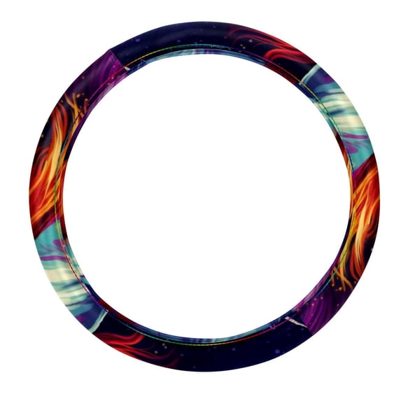 Robot Unicorn Attack 14.5 Inch Printing PVC Leather Car Wheel Cover Steering Wheel Covers Auto Accessories