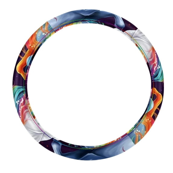Robot Unicorn Attack 14.5 Inch Printing PVC Leather Car Wheel Covers Auto Accessories Steering Wheel Cover