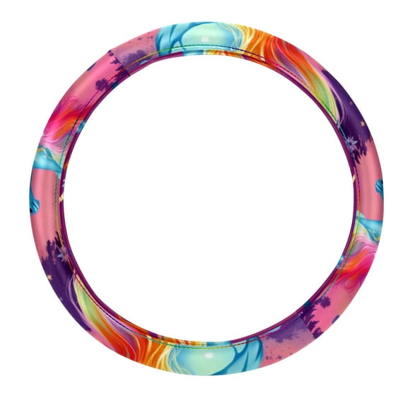 Robot Unicorn Attack 14.5 Inch Printing PVC Leather Steering Wheel Covers Car Wheel Cover Auto Accessories