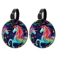 thumbnail image 1 of Robot Unicorn Attack 2pcs PU Leather Round Bag Tags with Privacy Cover and Name ID Tag - Suitcase Tags for Travel Luggage, Handbags, Backpacks, School Bags, 1 of 6