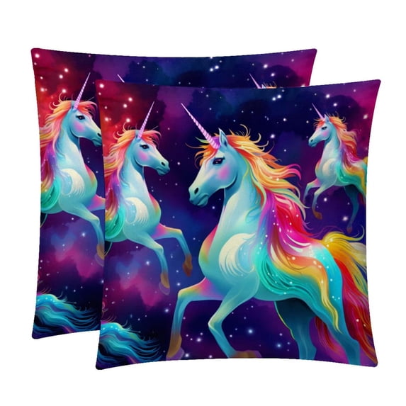 Robot Unicorn Attack Chair Pillow Covers Set with Unique Patterns for Bed and Throw Pillows - Sizes 16x16, 18x18, 20x20 Inches for Various Occasions - Set of 2 Items