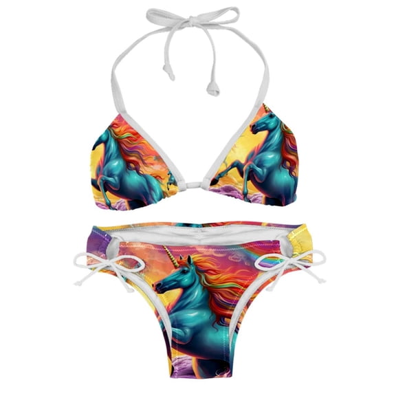 Robot Unicorn Attack Chic Bikini Set with Detachable Sponge & Adjustable Strap | 2-Pack for Versatile Swim Suit Looks
