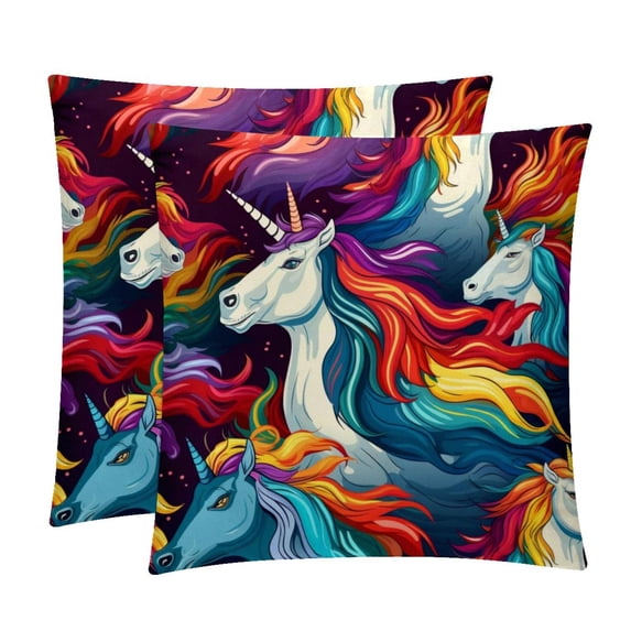 Robot Unicorn Attack Covers - Set of 2 Throw Pillow Covers with Unique Patterns for Living Room Decor - Available in 16x16, 18x18, and 20x20 Inches Throw Pillows for All Occasions