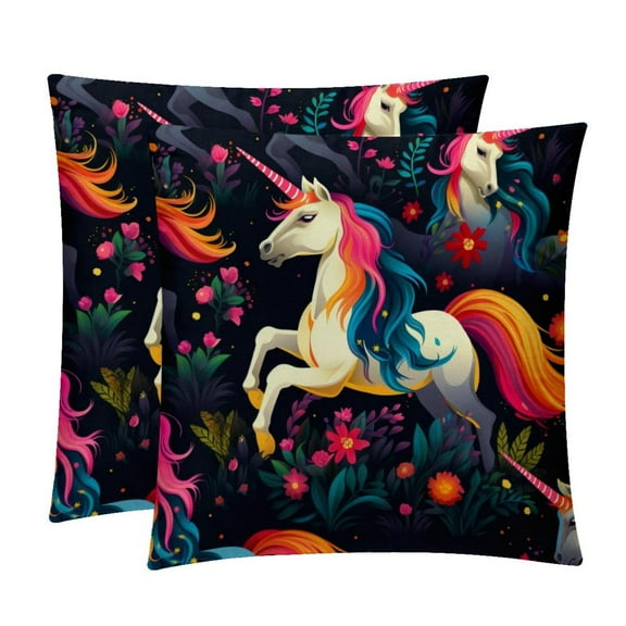 Robot Unicorn Attack Covers Throw Pillow Set - 2 Pack Throw Pillow Inserts Included - Unique Patterns - 16x16, 18x18, 20x20 Inches for Home Decor - Throw Pillow - Decorative Pillows