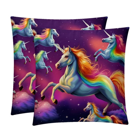 Robot Unicorn Attack Covers with Unique Patterns, Set of 2 Decorative Throw Pillow Inserts for Sofa Bed Couch, 16x16/18x18/20x20 Inches, Ideal for Home Decor and Gifting