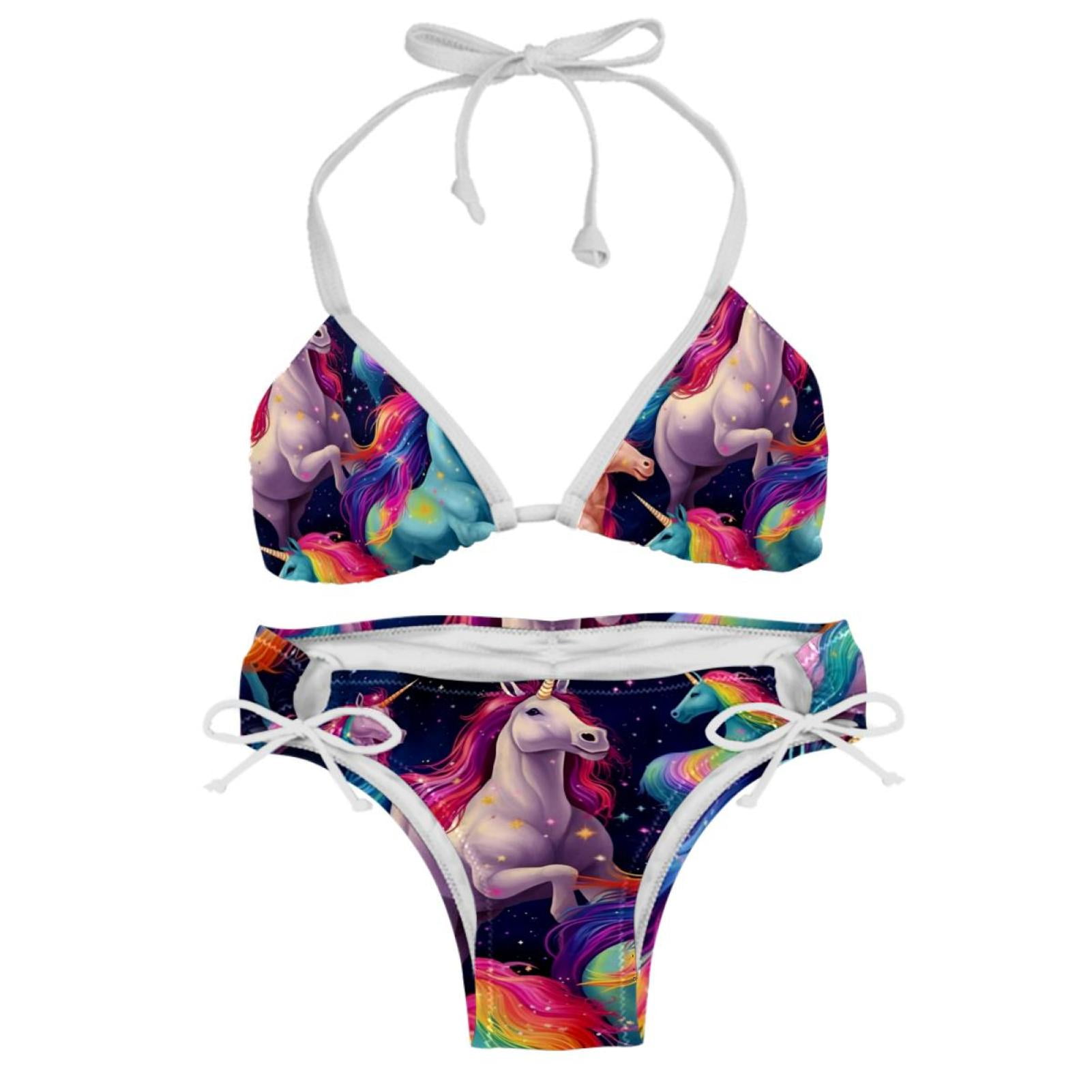 V-Cut High Leg Bikini Bottom | Unicorns in Space | Recycled