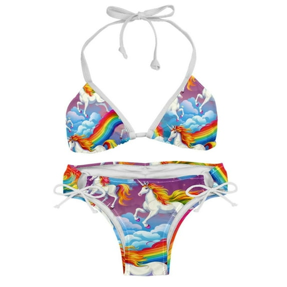 Robot Unicorn Attack Detachable Sponge Adjustable Strap Bikini Set Two-Pack Bikinis,Swimsuits,Beachwear