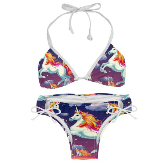 Robot Unicorn Attack Detachable Sponge, Adjustable Strap, Bikini Set Two-Pack Swim Suit – Beach, Pool, Vacation