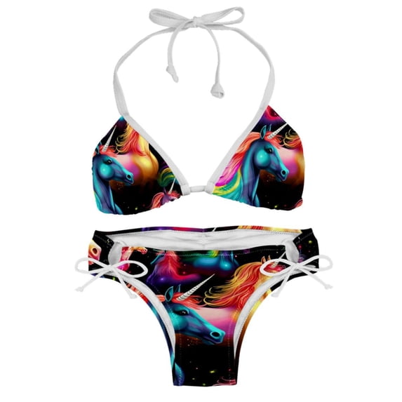 Robot Unicorn Attack Detachable Sponge Adjustable Strap Bikini Set Two-Pack Swim Suit Beachwear Pool Swimwear