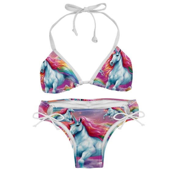Robot Unicorn Attack Detachable Sponge Adjustable Strap Bikini Set Two-Pack Swimsuit Swim Suits Swim Wear