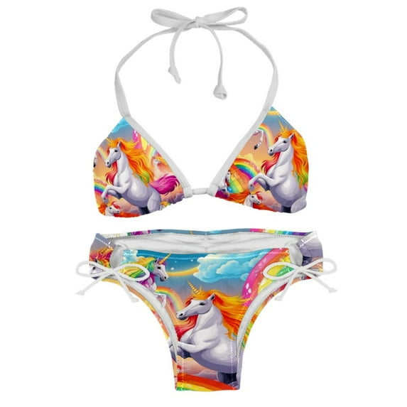 Robot Unicorn Attack Detachable Sponge Adjustable Strap Bikini Set Two-Pack - Swimwear for Two, Beach Vacation Essentials!