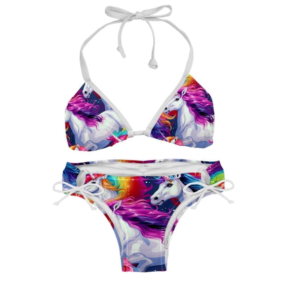 Robot Unicorn Attack Detachable Sponge Adjustable Strap Bikini Set Two-Pack for Any Summer Scene