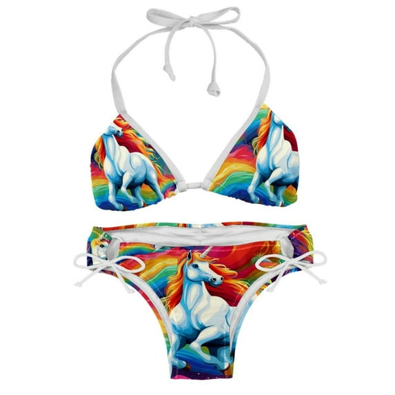 Robot Unicorn Attack Detachable Sponge Adjustable Strap Bikini Set Two-Pack for Swimwear and Beachwear