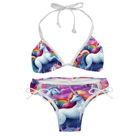 Robot Unicorn Attack Detachable Sponge Adjustable Strap Bikini Set Two-Pack for Swimwear and Beachwear