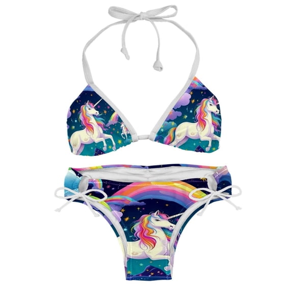 Robot Unicorn Attack Detachable Sponge Adjustable Strap One-Piece Swimsuit Set - Two-Pack, Beach & Pool Ready