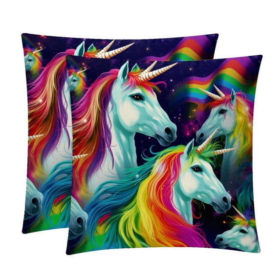 Robot Unicorn Attack Exclusive Velvet Throw Pillow Inserts Set of 2 with Unique Patterns - 16x16, 18x18, 20x20 Inches for Pillow Covers and Decorative Pillows for Home
