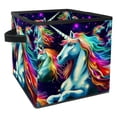 thumbnail image 1 of Robot Unicorn Attack Foldable Organizer Bins Storage Containers Storage Bin with Handle, 10.8"x10.5"x10.6", Large Capacity, 1 of 6