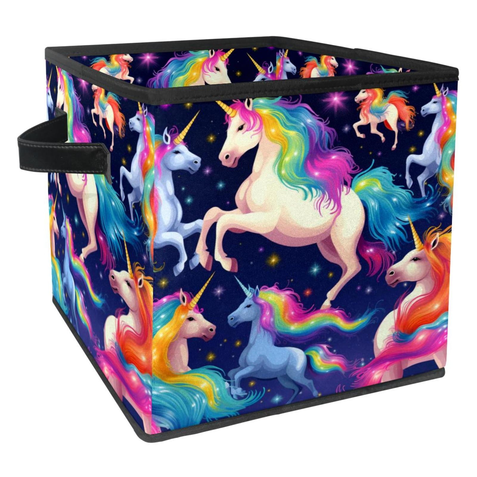 Robot Unicorn Attack Foldable Storage Box with Handle, 10.8"x10.5"x10.6