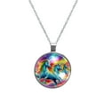 thumbnail image 1 of Robot Unicorn Attack Glass Circular Pendant Necklace - Stunning Jewelry for Women, Necklaces for Every Occasion, 1 of 5