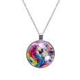 thumbnail image 1 of Robot Unicorn Attack Glass Circular Pendant Necklace | Stylish Glass Design Pendant Necklaces, 1 of 5