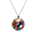thumbnail image 1 of Robot Unicorn Attack Glass Design Circle Pendant Women's Necklace, 1 of 5