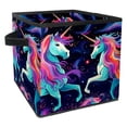 thumbnail image 1 of Robot Unicorn Attack Large Capacity Foldable Clothes Storage Basket Organizer Bins, Storage Bins with Handle, 10.8"x10.5"x10.6, 1 of 6