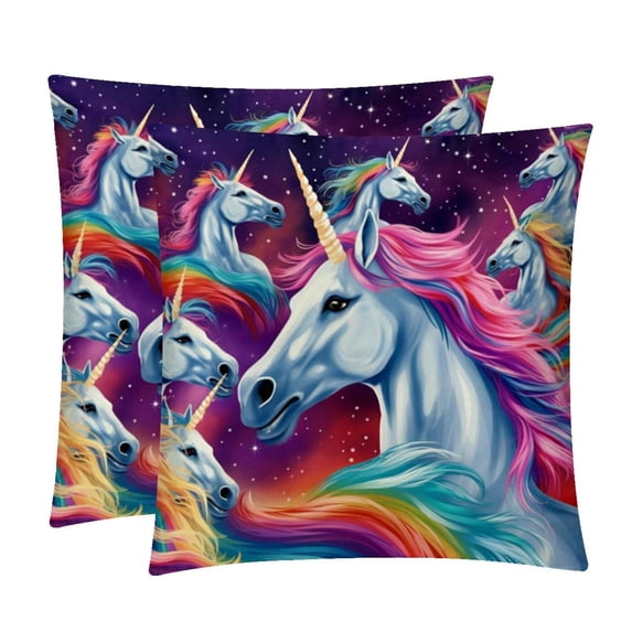 Robot Unicorn Attack Luxurious Velvet Pillow Covers with Unique Patterns - Set of 2, 16x16, 18x18, 20x20 Inches for Throw Pillow Inserts - Ideal for Home Decor and Gifts