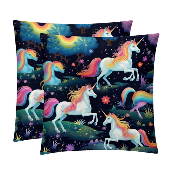 Robot Unicorn Attack Luxurious Velvet Pillow Covers with Unique Patterns - Set of 2, 16x16, 18x18, 20x20 Inches for Throw Pillow Inserts - Ideal for Home Decor and Gifts