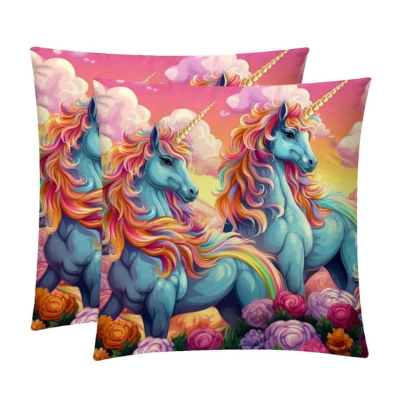 Robot Unicorn Attack Luxurious Velvet Throw Pillow Covers with Unique Patterns - Set of 2 Pillow Covers and Inserts, 16x16, 18x18, 20x20 Inches for All Occasions