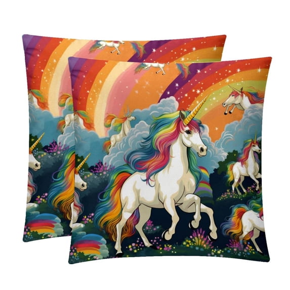 Robot Unicorn Attack Luxurious Velvet Throw Pillow Inserts with Unique Patterns - Set of 2 Chair Pillow Covers - Available in 16x16, 18x18, 20x20 Inches for All Occasions