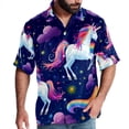 thumbnail image 1 of Robot Unicorn Attack Men's Hawaiian Short Sleeve Printed Button Down Poplin Casual Summer Beach Shirt, Unisex, 1 of 6